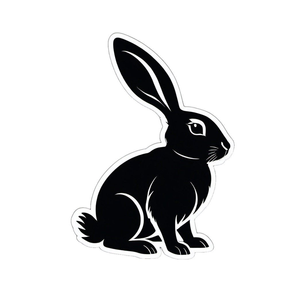 Rabbit Vinyl Bumper Sticker  Window Cling or Bumper Sticker Magnet in UV Laminate Coating