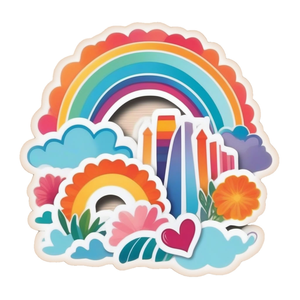 Boho Rainbow Vinyl Bumper Sticker  Window Cling or Bumper Sticker Magnet in UV Laminate Coating