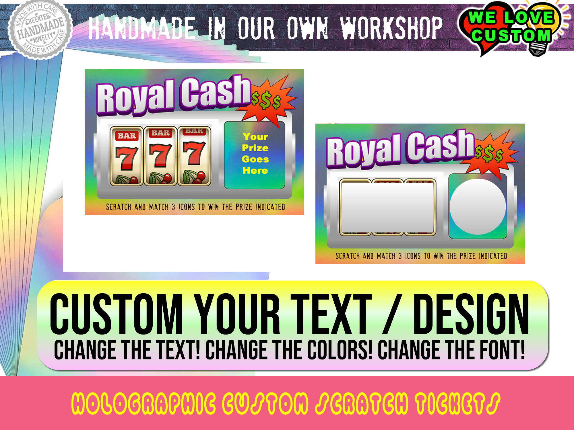 Royal Cash Custom Holographic Scratch Ticket