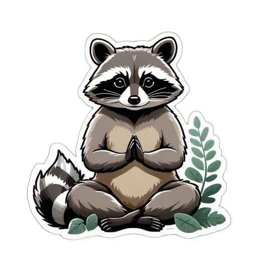 Raccoon Meditating Magnet Sticker
