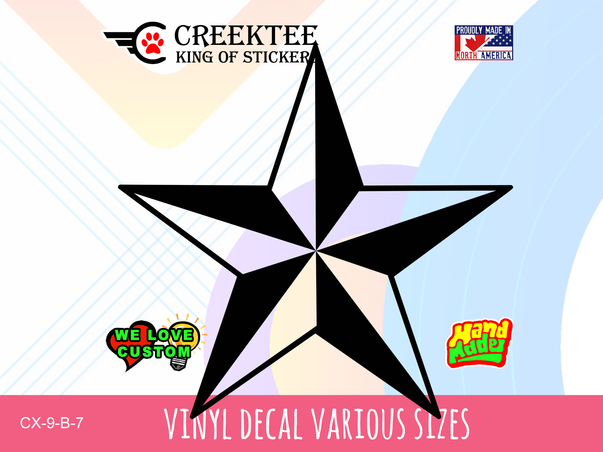 Star Vinyl Decal In Various Colors  Chrome Colors and Various Sizes
