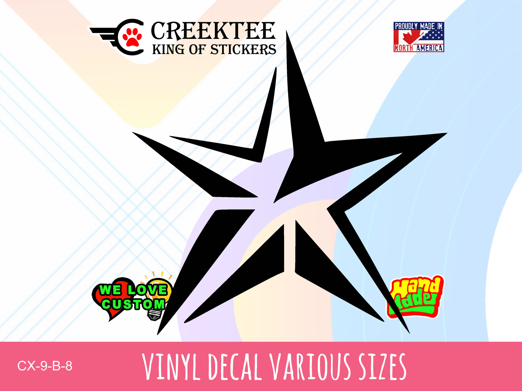 Star Vinyl Decal In Various Colors  Chrome Colors and Various Sizes