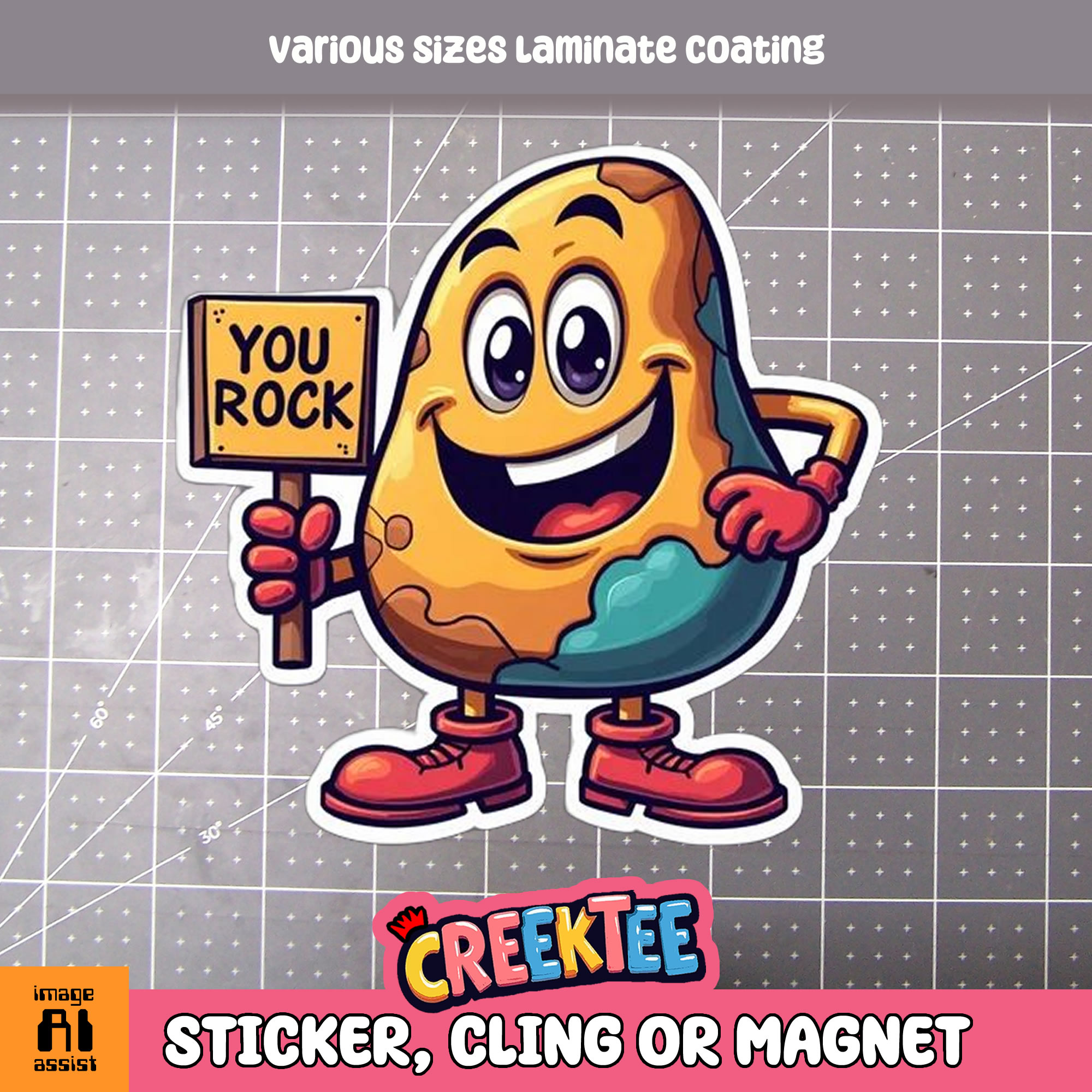 You Rock Die Cut Vinyl Sticker  Window Cling or Magnet with Laminate Coating in Various Sizes