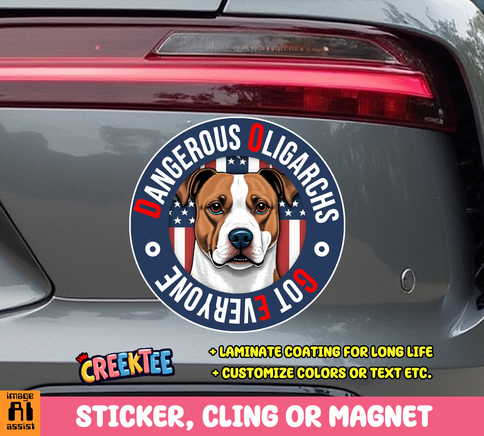 Dangerous Oligarchs Got Everyone Die Cut Vinyl Sticker  Window Cling or Magnet with Laminate Coating in Various Sizes