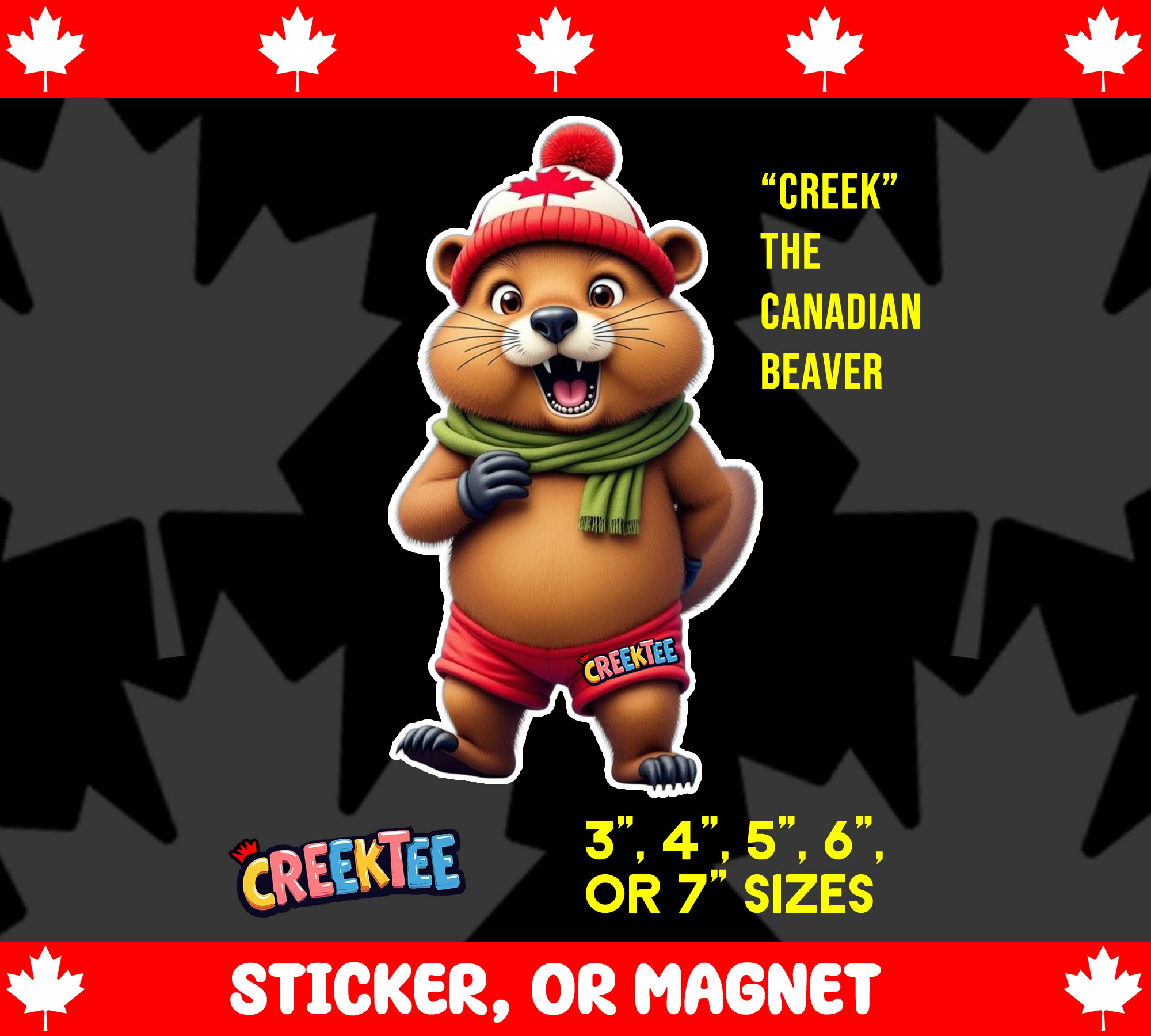  Creek  the Canadian Beaver Die Cut Vinyl Sticker  Window Cling or Magnet with Laminate Coating in Various Sizes