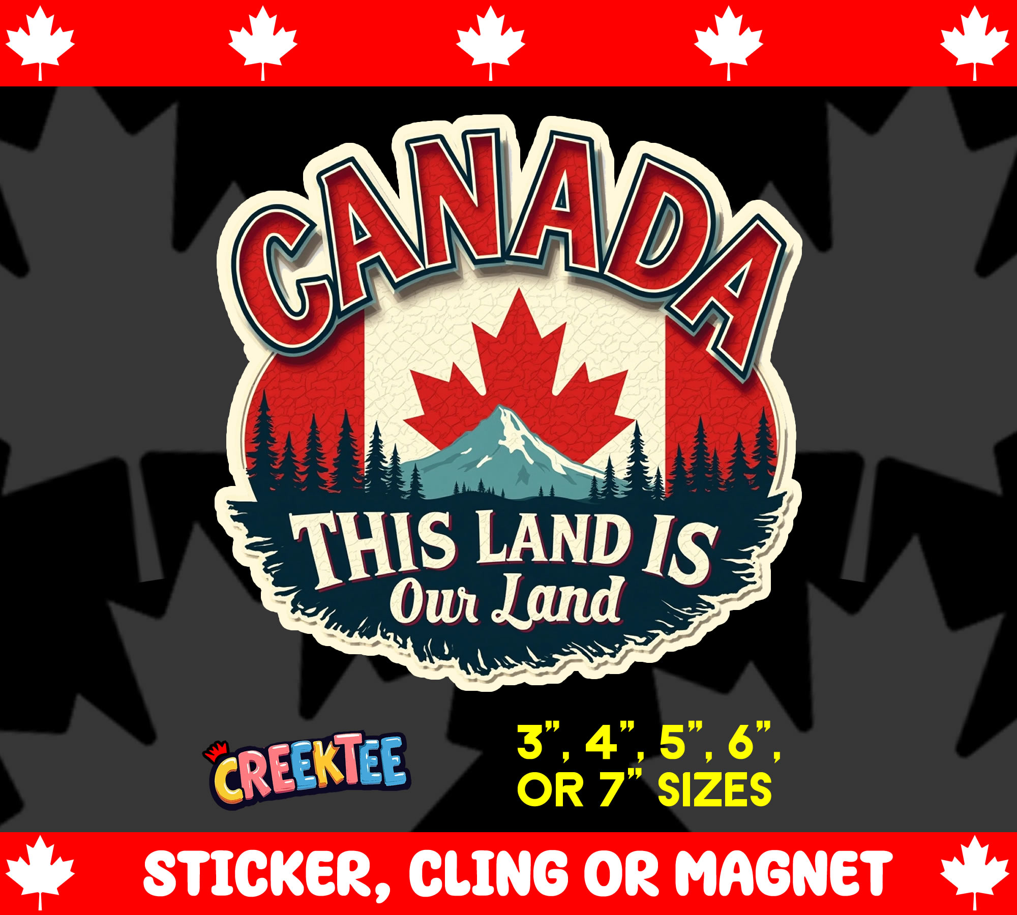 Canada  This Land is Our Land Die Cut Vinyl Sticker  Window Cling or Magnet with Laminate Coating in Various Sizes