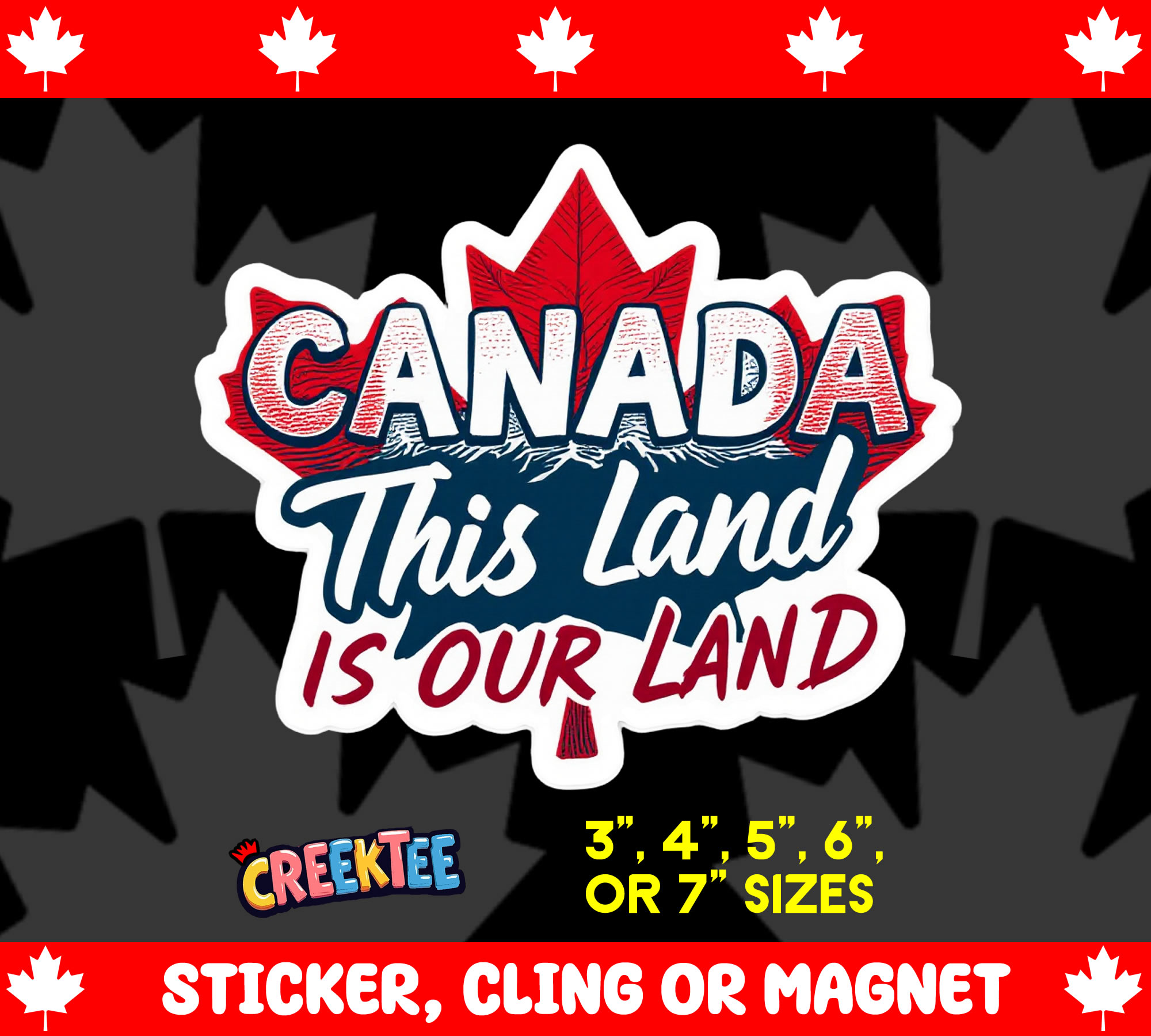 Canada  This Land is Our Land Die Cut Vinyl Sticker  Window Cling or Magnet with Laminate Coating in Various Sizes