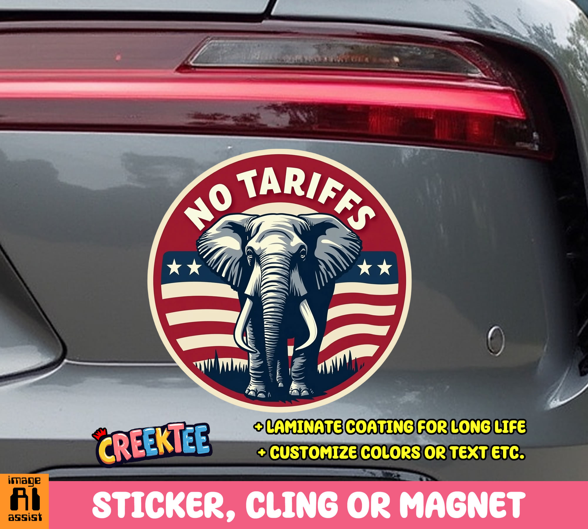 No Tariffs Vinyl Sticker  Window Cling or Magnet with Laminate Coating in Various Sizes