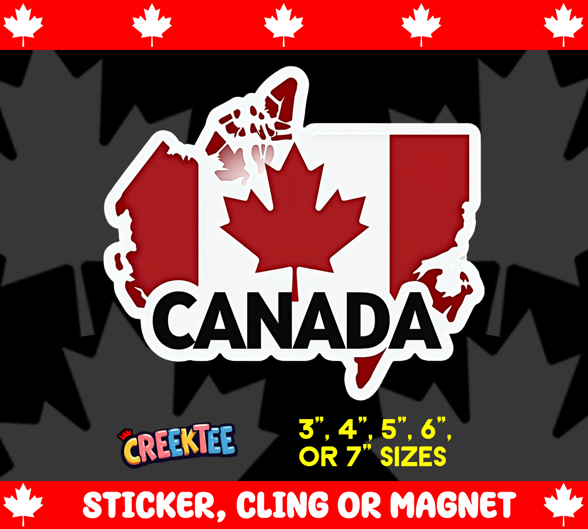 Canada Die Cut Vinyl Sticker  Window Cling or Magnet with Laminate Coating in Various Sizes