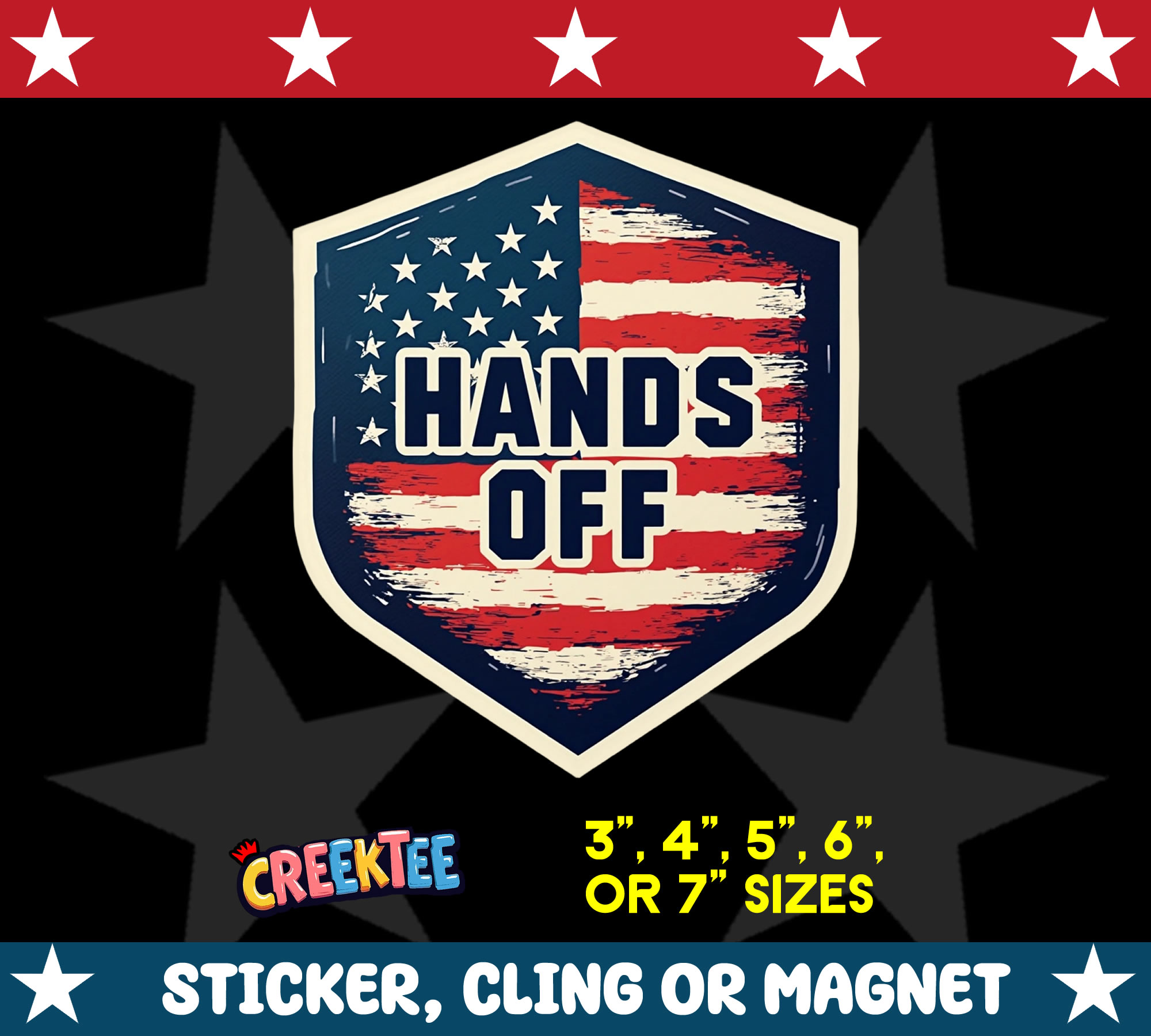 Hands Off USA Vinyl Sticker  Window Cling or Magnet with Laminate Coating in Various Sizes