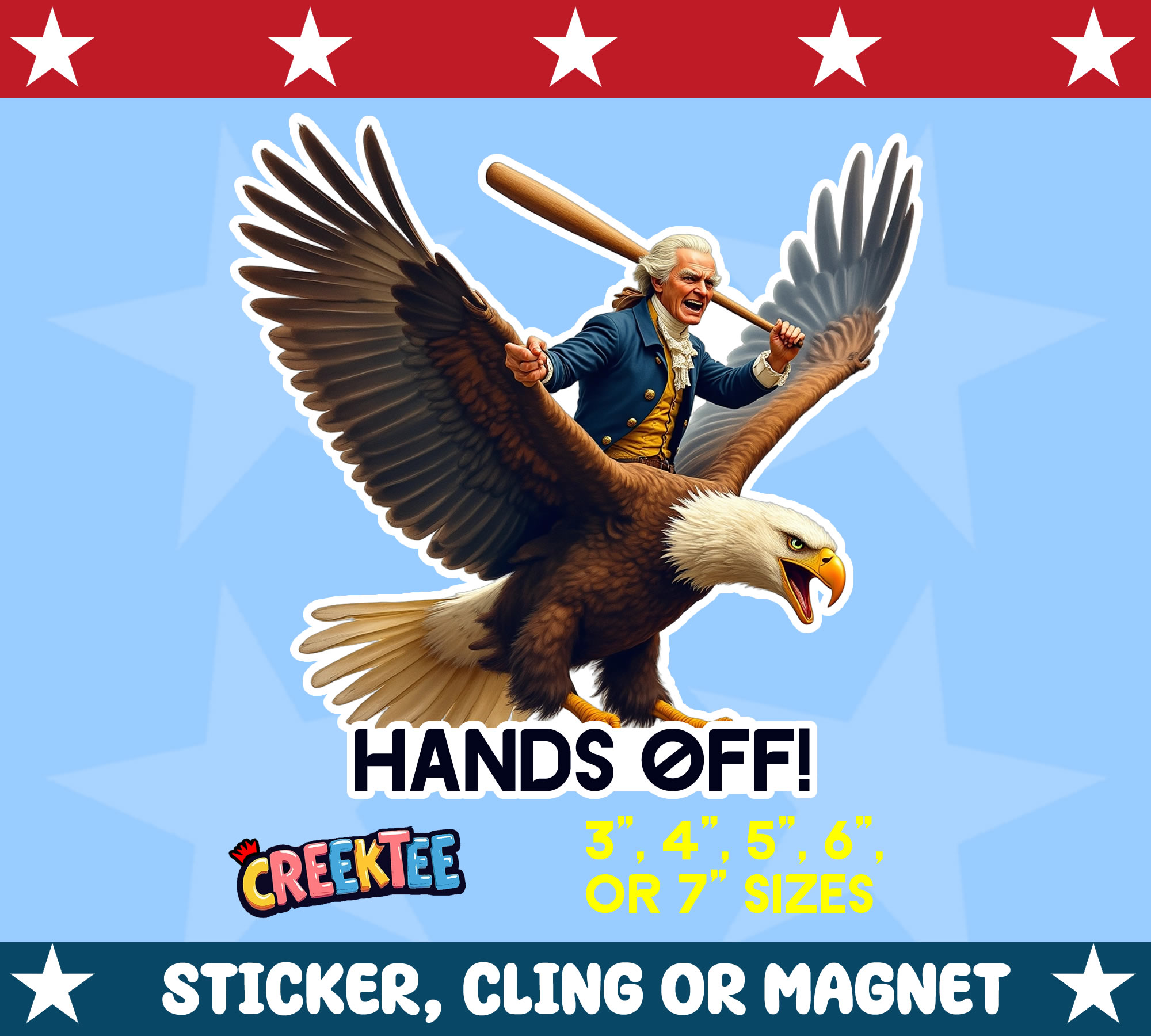 Hands Off USA Die Cut Vinyl Sticker  Window Cling or Magnet with Laminate Coating in Various Sizes
