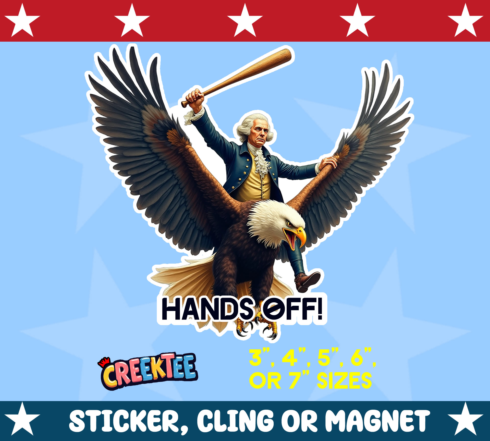Hands Off USA Die Cut Vinyl Sticker  Window Cling or Magnet with Laminate Coating in Various Sizes