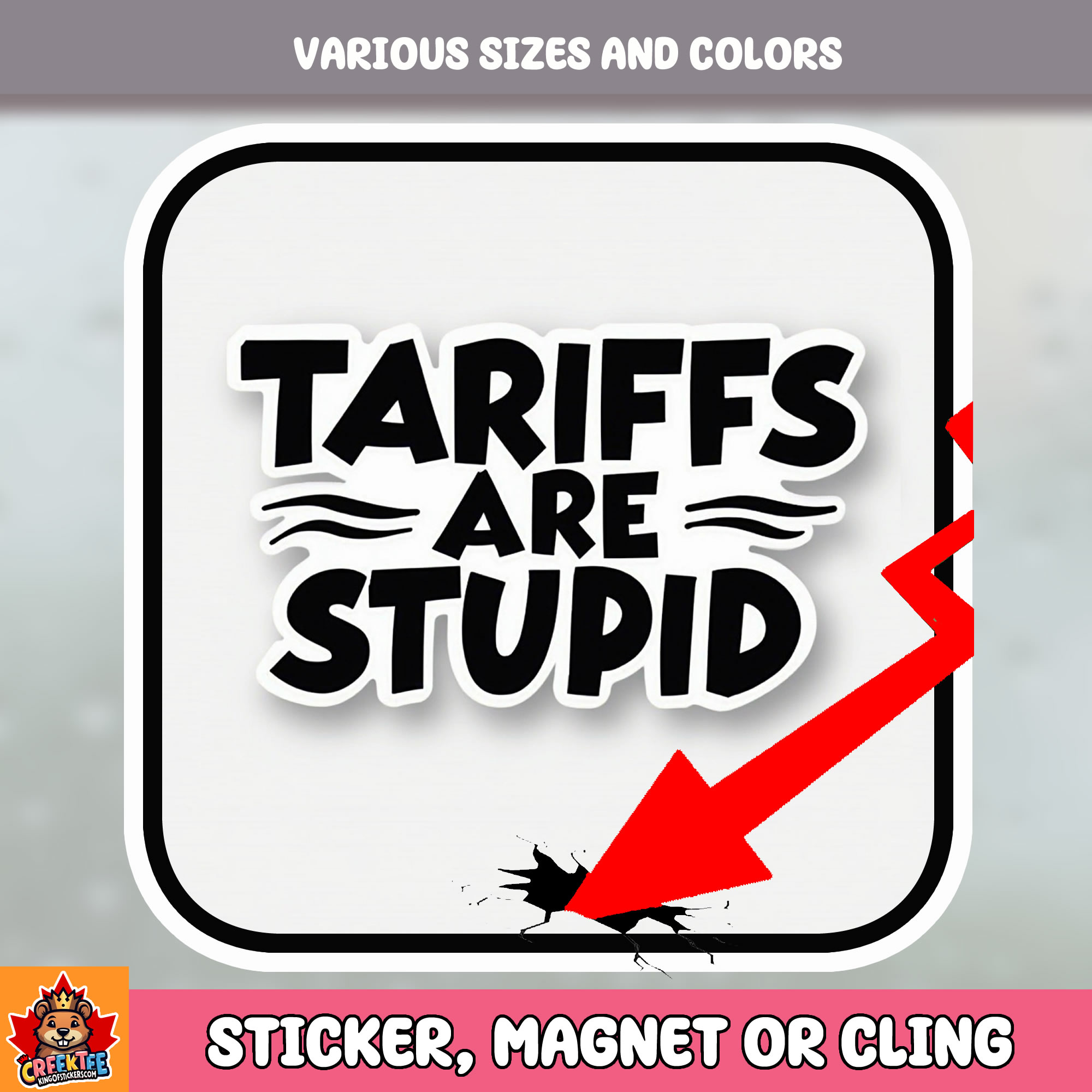 Tariffs are Stupid Vinyl Sticker  Window Cling or Magnet with Laminate Coating in Various Sizes