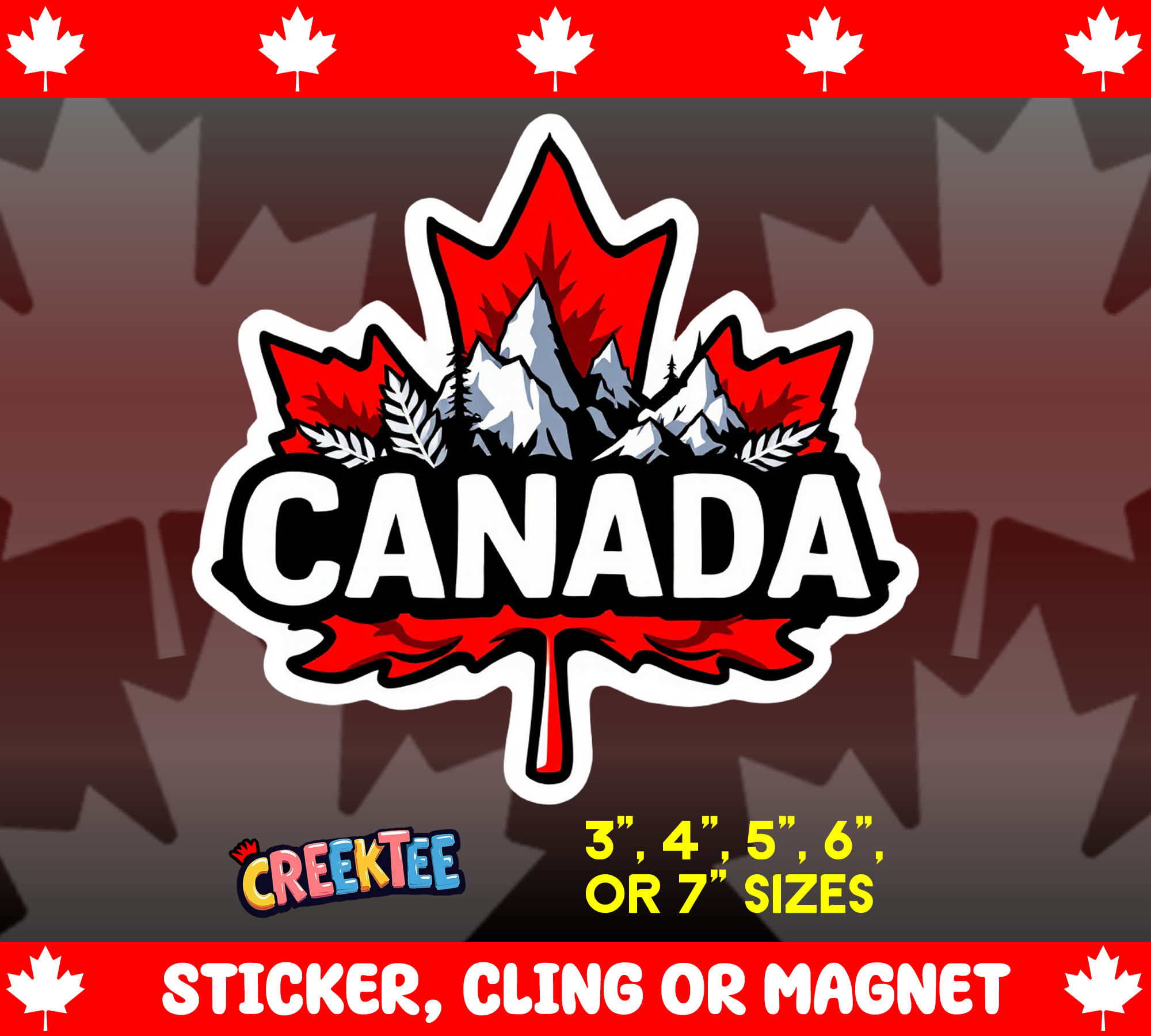 Canada Die Cut Vinyl Sticker  Window Cling or Magnet with Laminate Coating in Various Sizes
