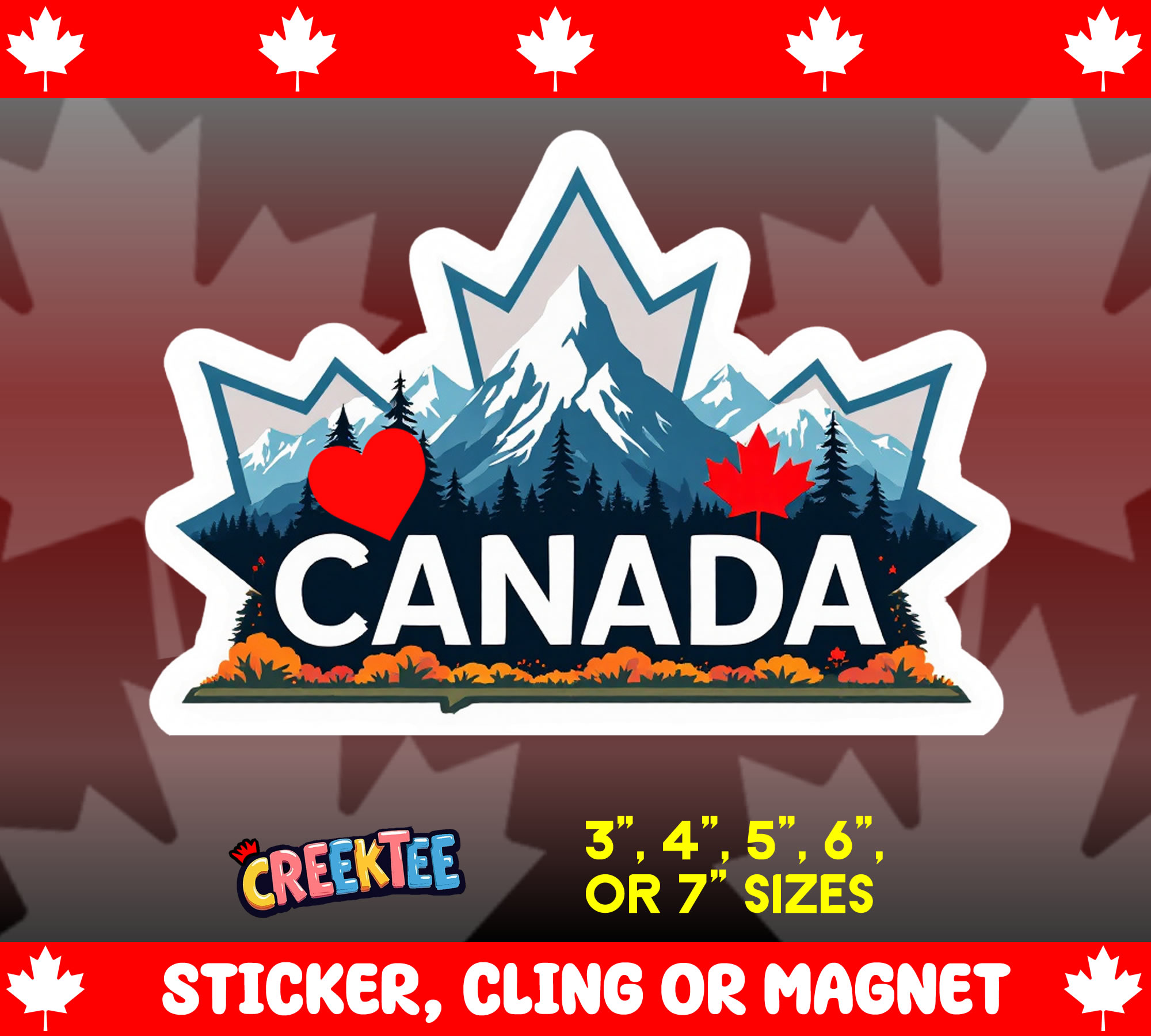 Canada Vinyl Sticker  Window Cling or Magnet with Laminate Coating in Various Sizes