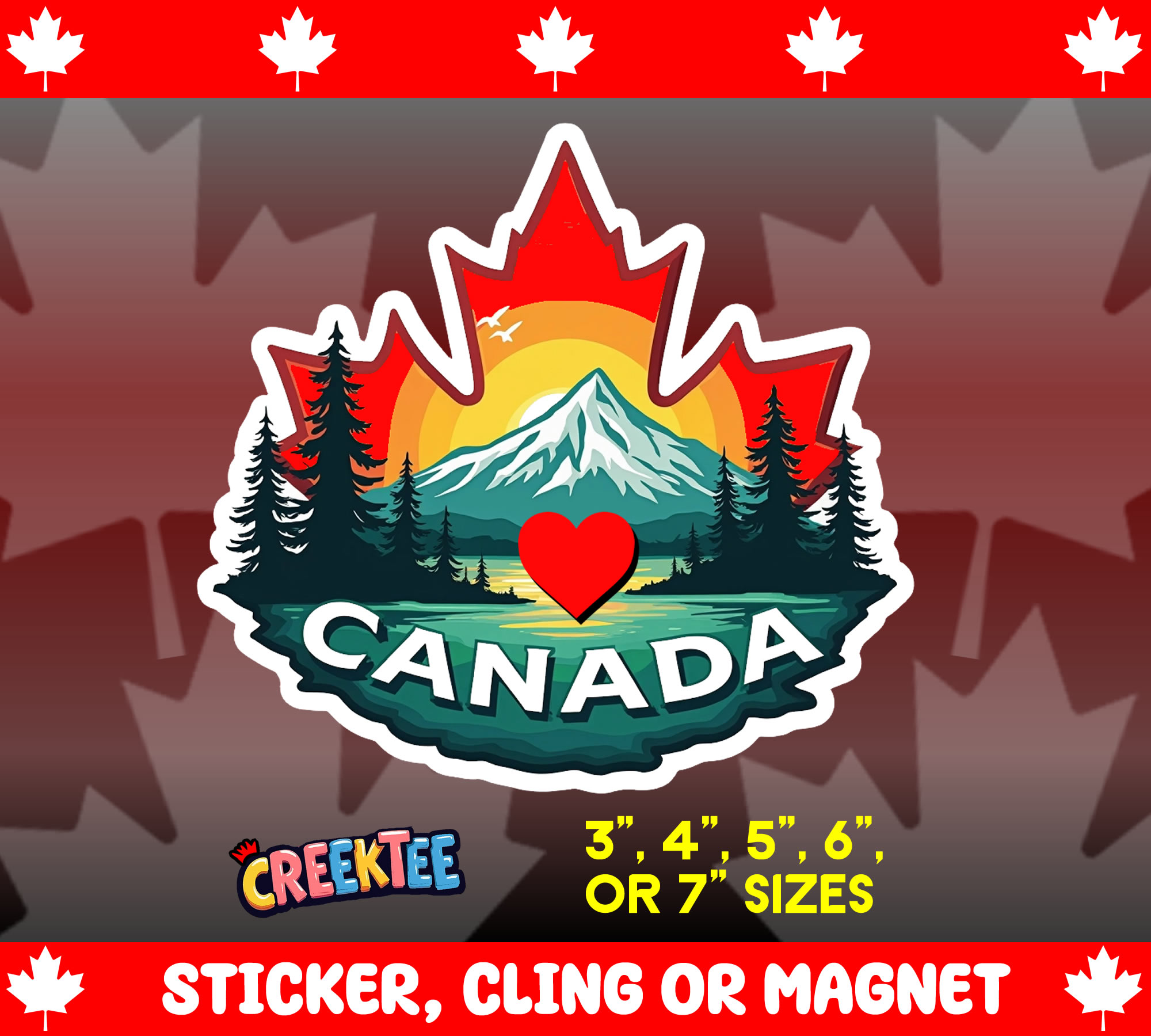 Canada Vinyl Sticker  Window Cling or Magnet with Laminate Coating in Various Sizes
