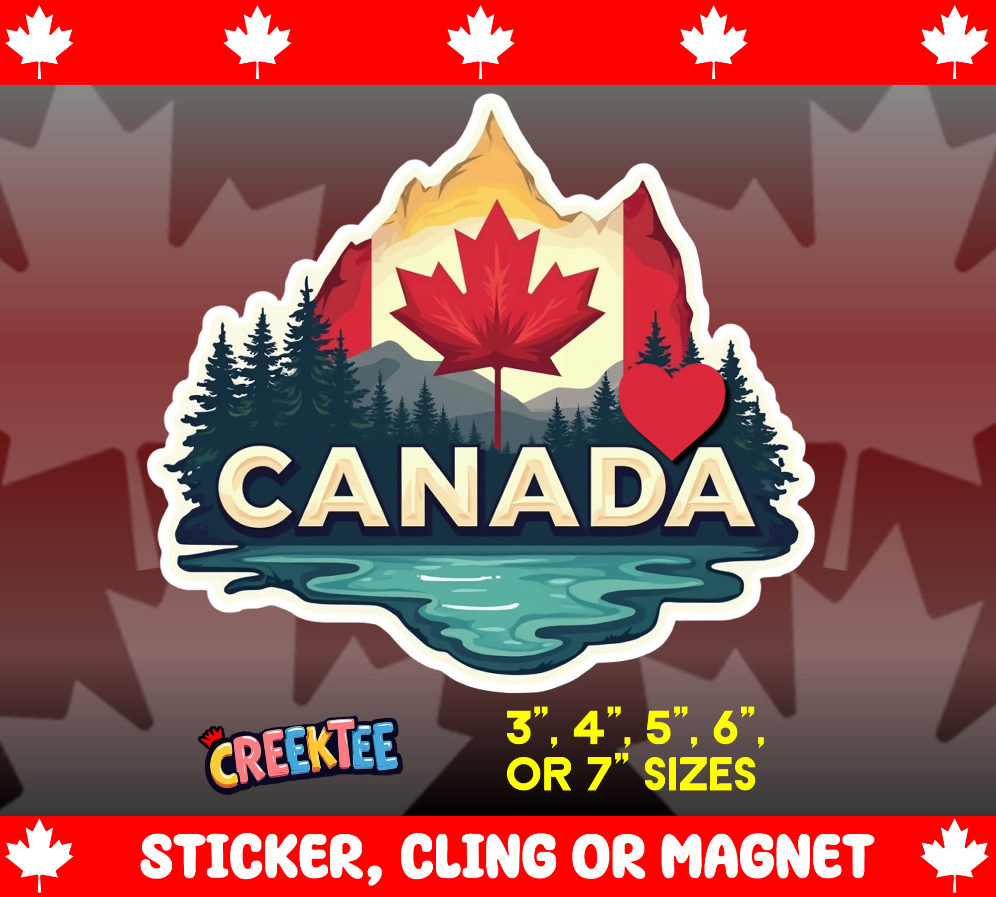 Canada Vinyl Sticker  Window Cling or Magnet with Laminate Coating in Various Sizes