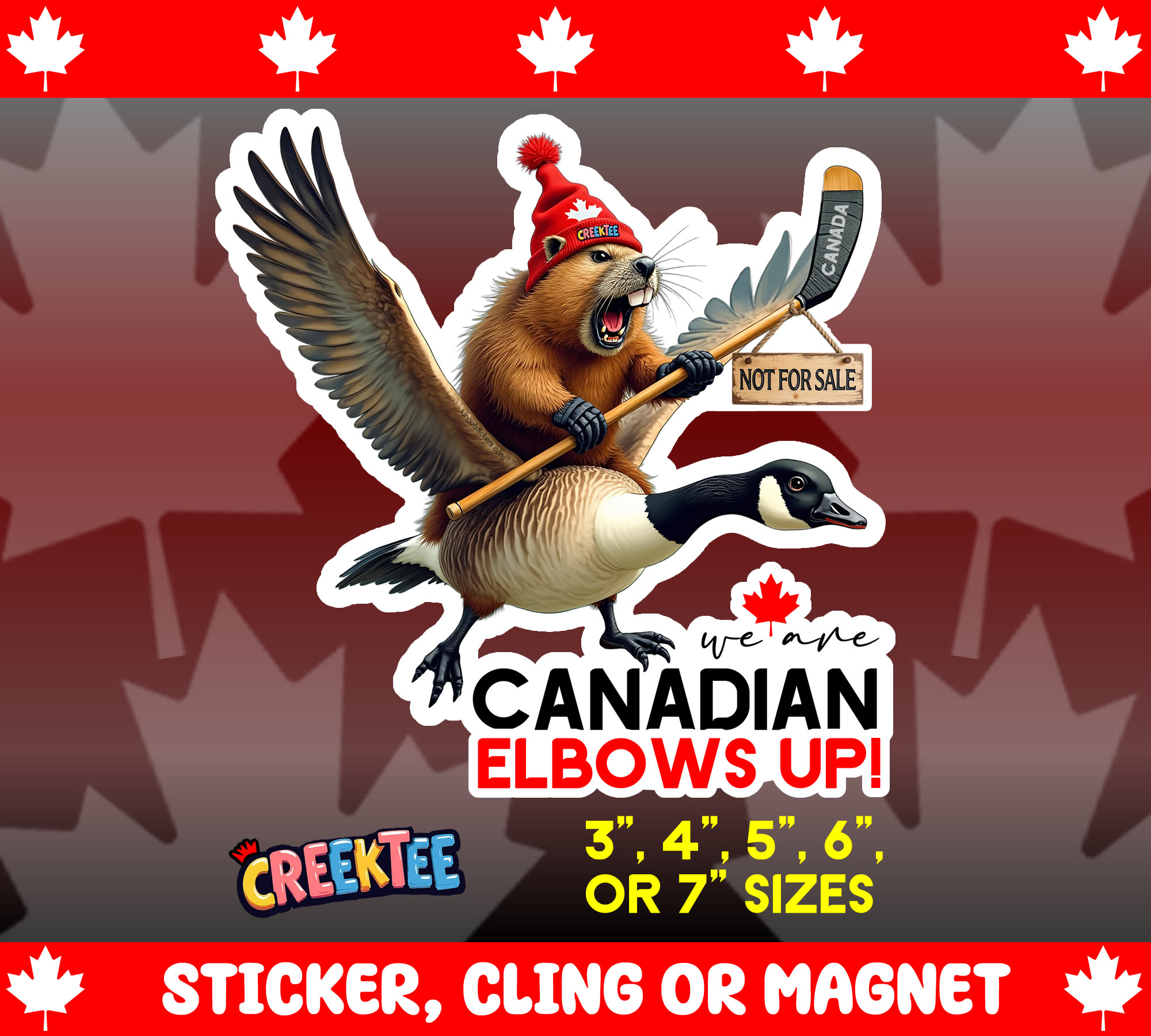 We are Canadian  Elbows Up  Die Cut Vinyl Sticker  Window Cling or Magnet with Laminate Coating in Various Sizes