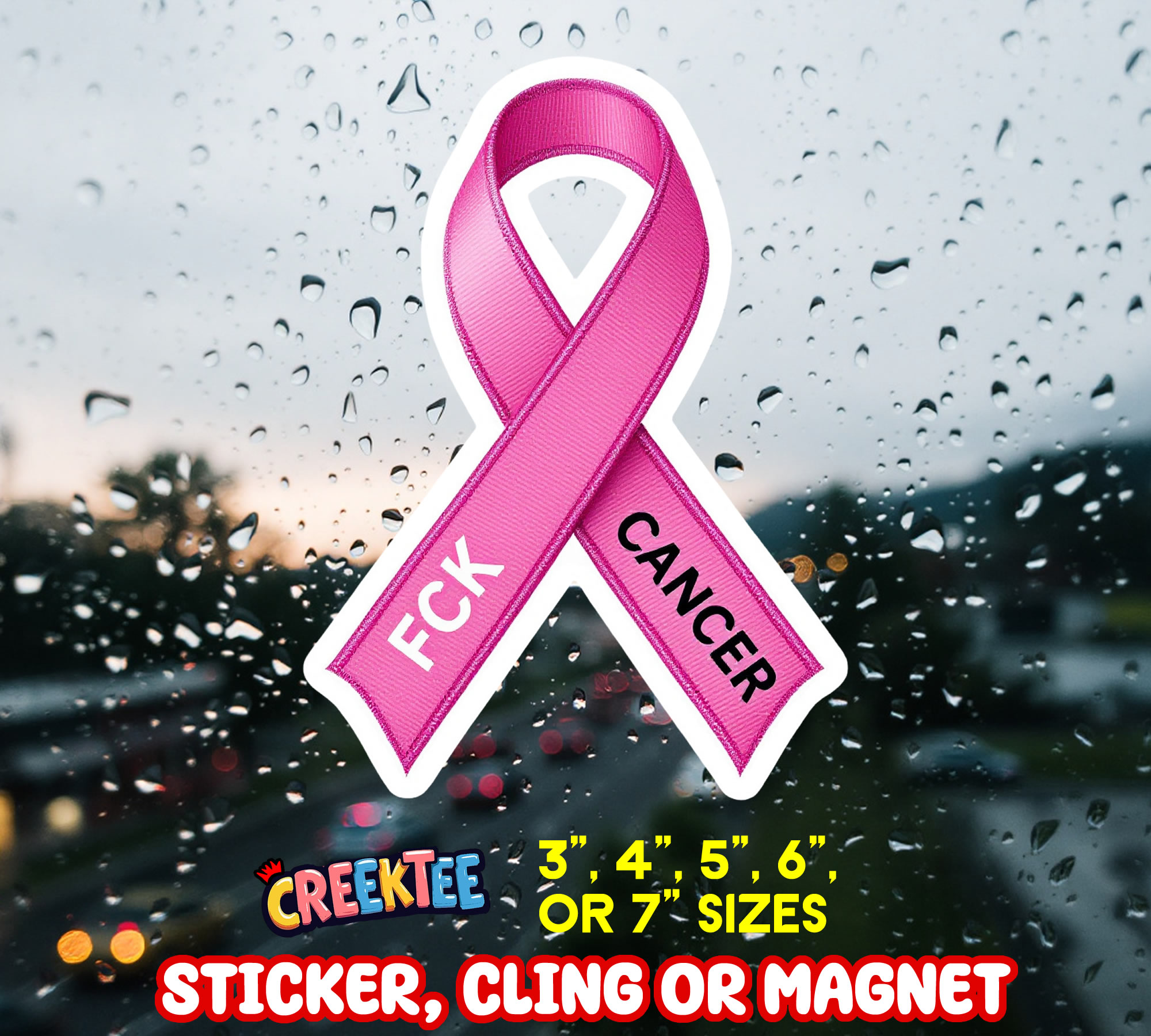 Fuck Cancer Die Cut Vinyl Sticker  Window Cling or Magnet with Laminate Coating in Various Sizes