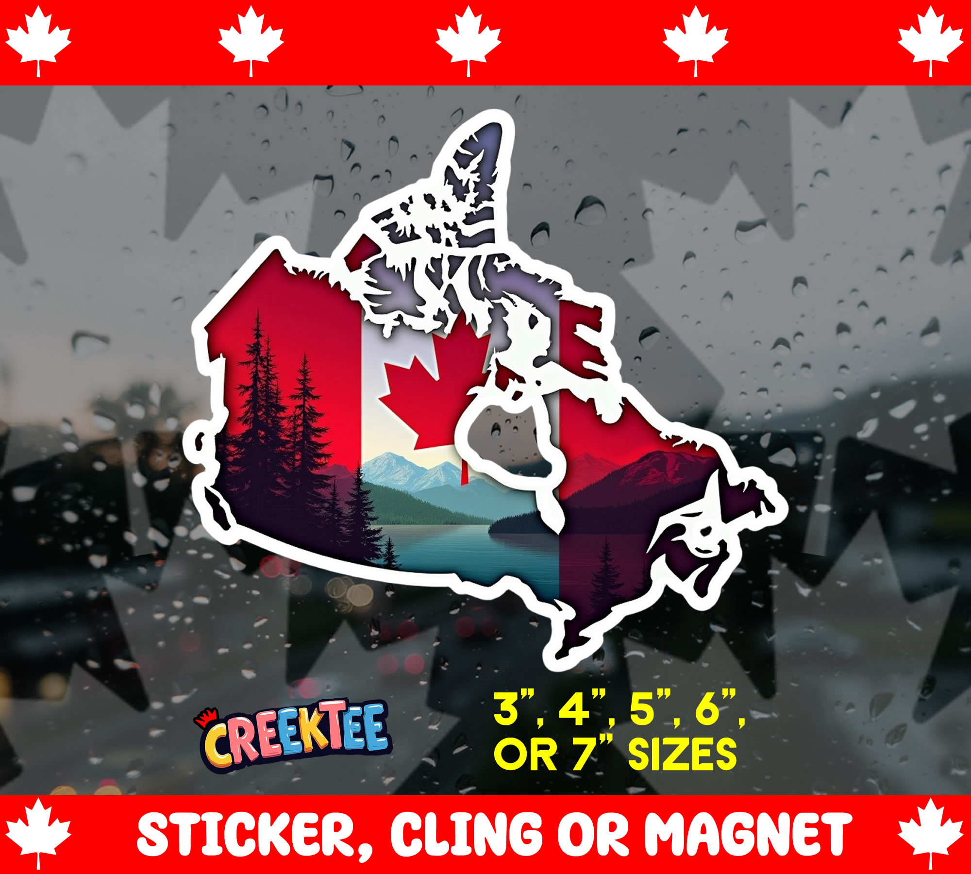 Canada Die Cut Vinyl Sticker  Window Cling or Magnet with Laminate Coating in Various Sizes