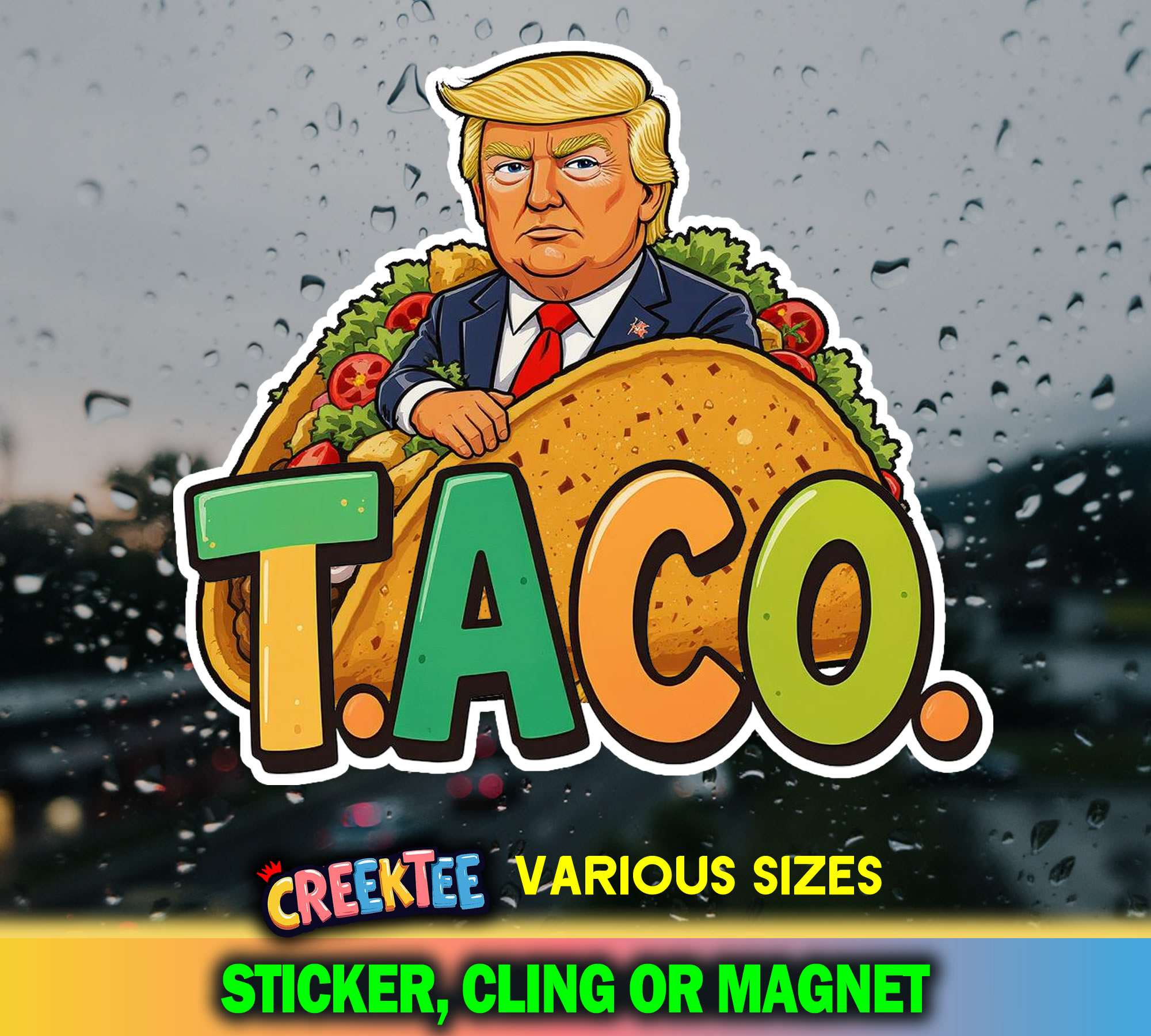 TACO  Vinyl Decal In Various Colors  Chrome Colors and Various Sizes
