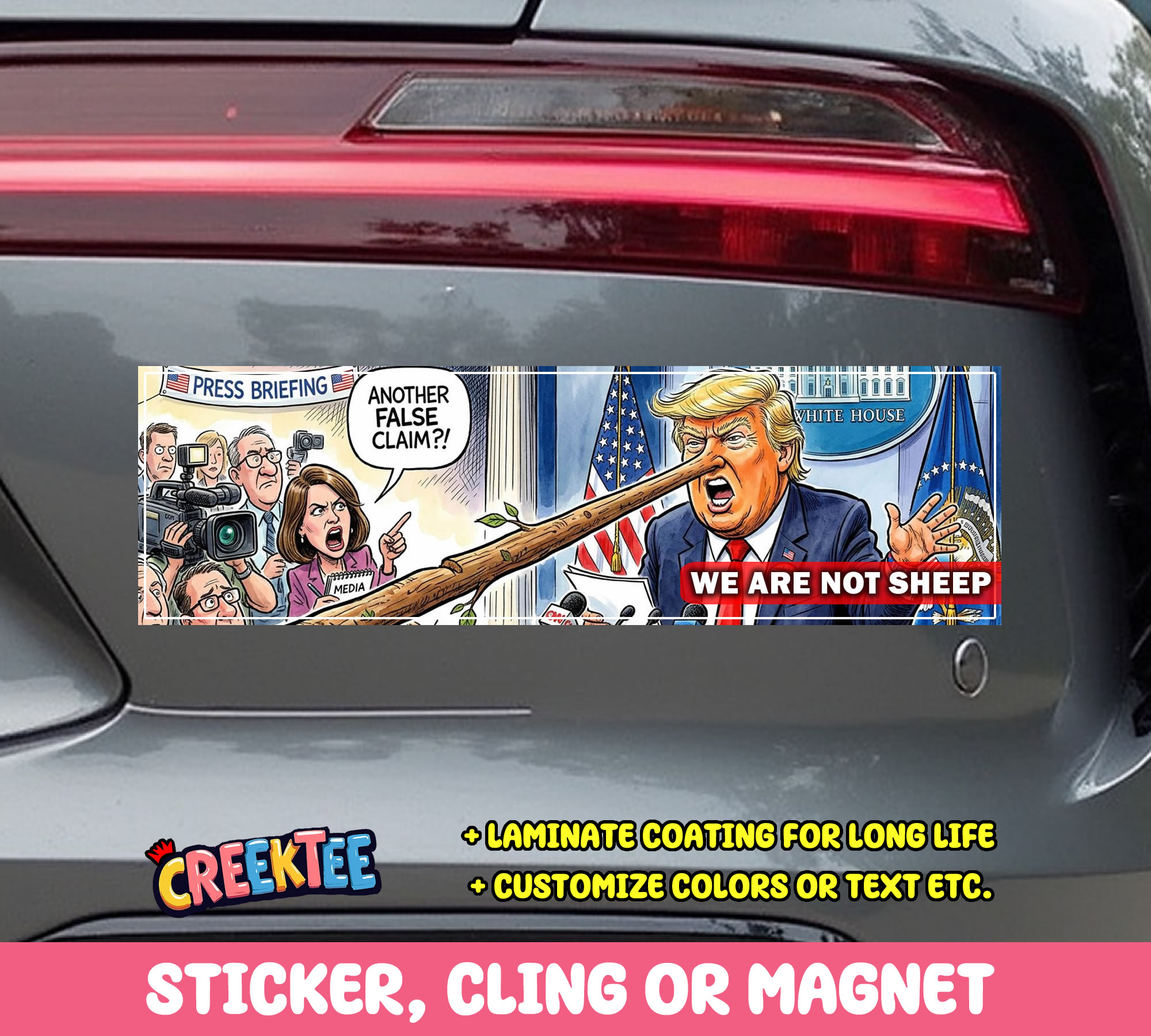 We Are Not Sheep Vinyl Bumper Sticker  Window Cling or Magnet in UV Laminate Coating and Various Sizes