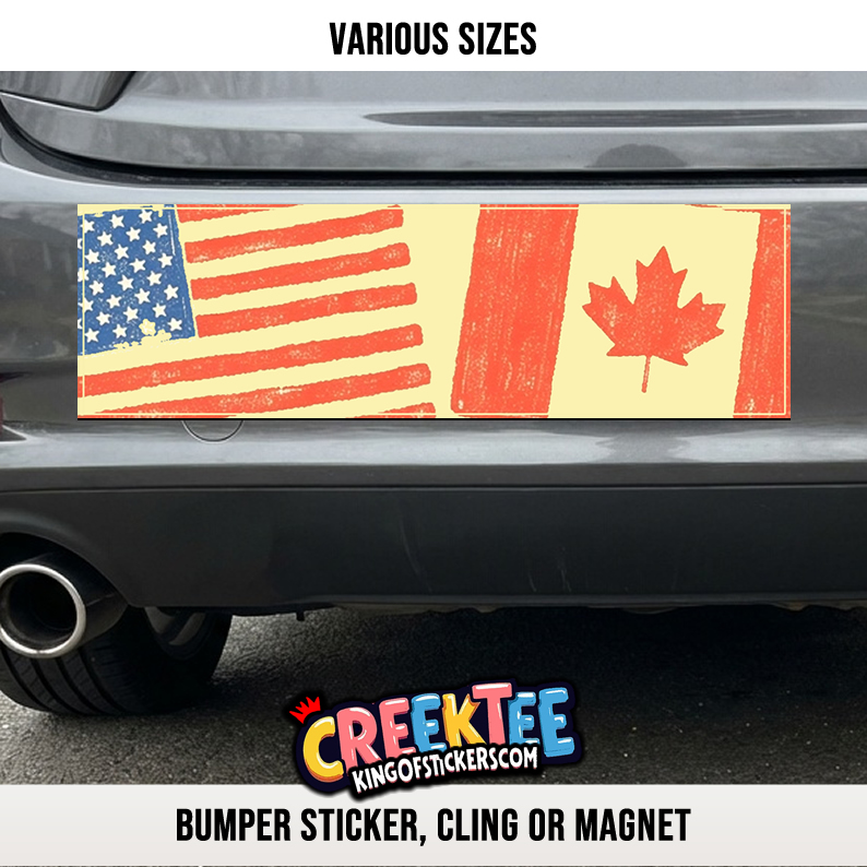 USA CANADA Vinyl Bumper Sticker  Window Cling or Bumper Sticker Magnet in UV Laminate Coating