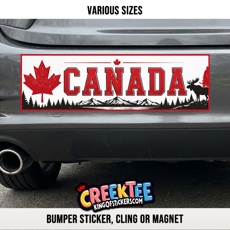 Canada Vinyl Bumper Sticker  Window Cling or Bumper Sticker Magnet in UV Laminate Coating